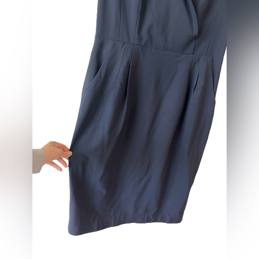 MM Lafleur Navy Catherine Dress Collared Midi Size 14 - Picture 9 of 16